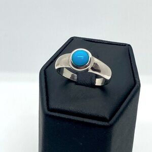 Vtg Sterling Silver Turquoise Cabochon Headlight 925 Ring | Sz 8.5